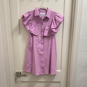 The Shirt by Rochelle Behrens Pink Ruffle Dress